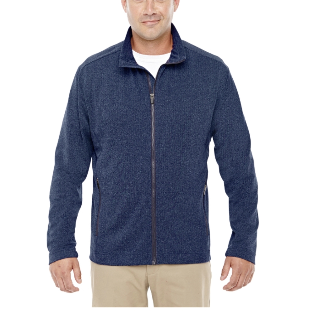 Navy Heather Fairfield Herringbone Full-Zip Jacket Devon & Jones MENS 2XL